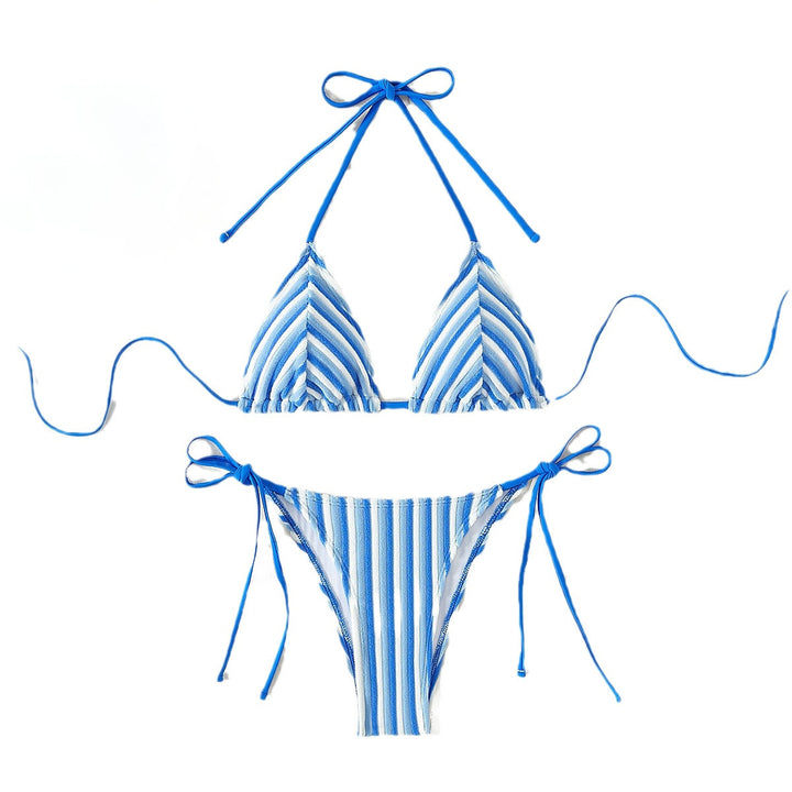 Damen Triangel-Bikini mit raffinierten Streifen und verspielten Schleifen Drune