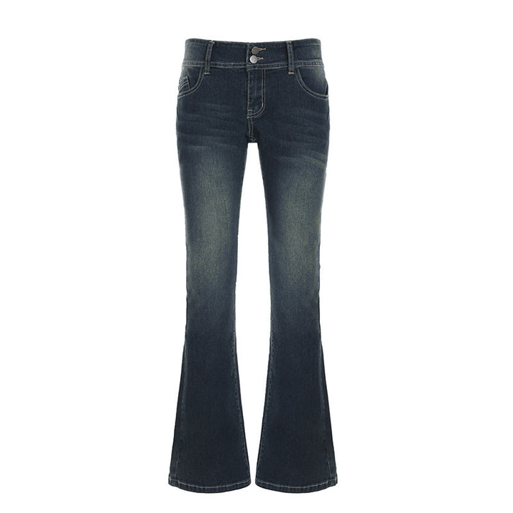 Damen Flared Jeans mit hohem Taillenbund und modischen Details Drune