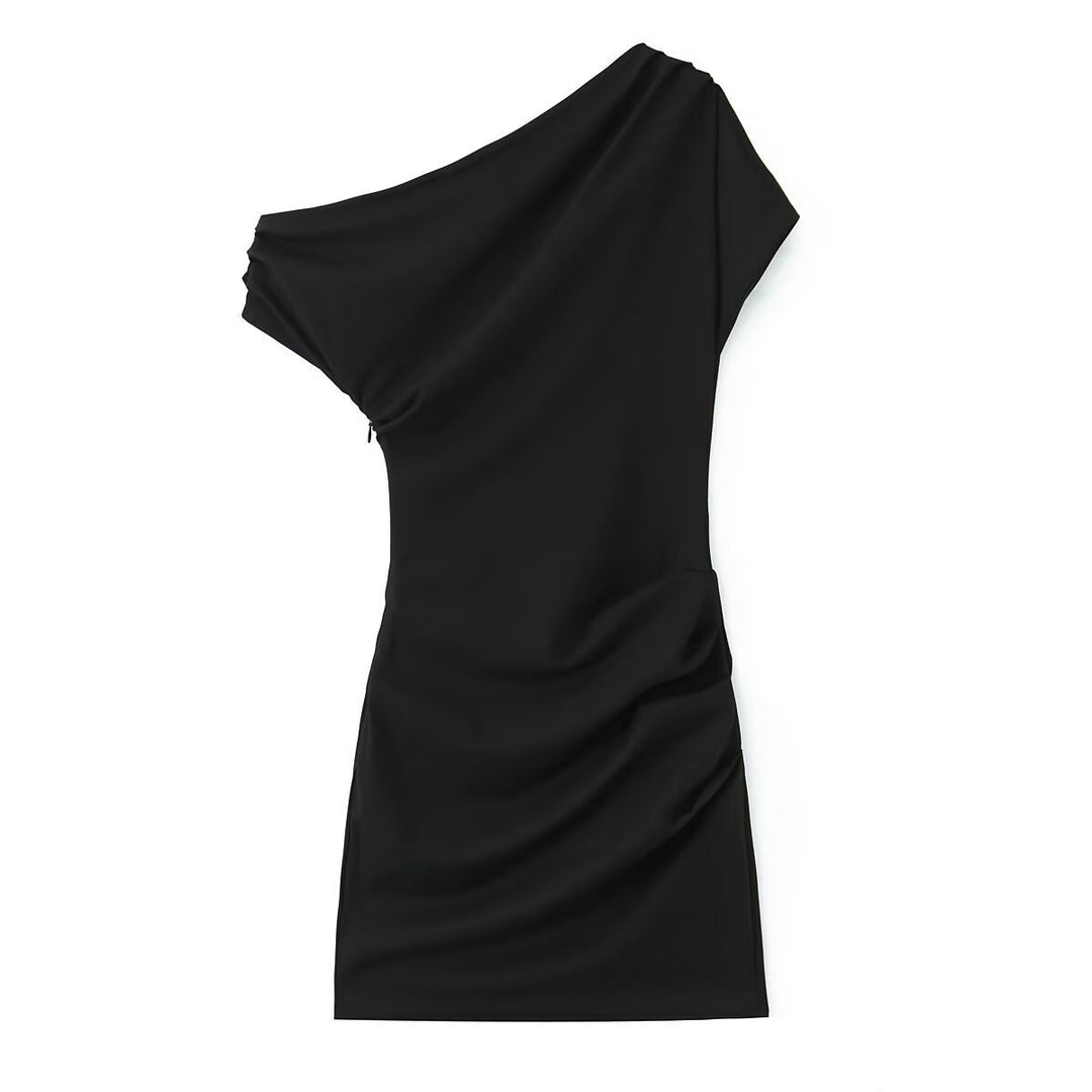 Damen asymmetrisches Cocktailkleid mit drapiertem Design Drune