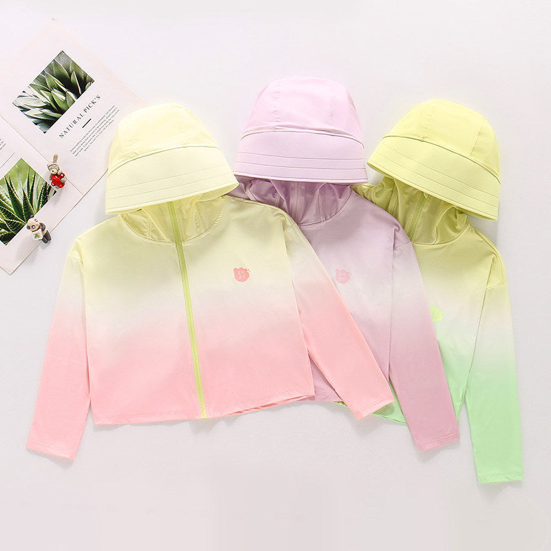 Damen nan ultraleichte Sonnenschutz-Hoodie mit Ombre-Verlauf und kurzem Schnitt Drune