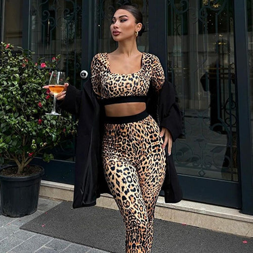 Damen Figurbetontes Flared Jumpsuit mit Animal-Print Drune