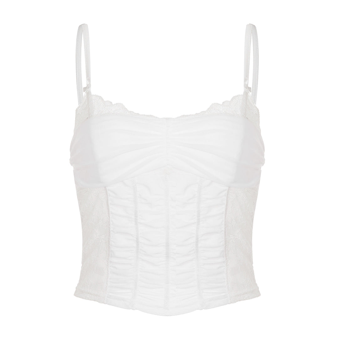 Damen Spitzen-Corsage-Oberteil mit eleganter Schnürung und figurformendem Design Drune