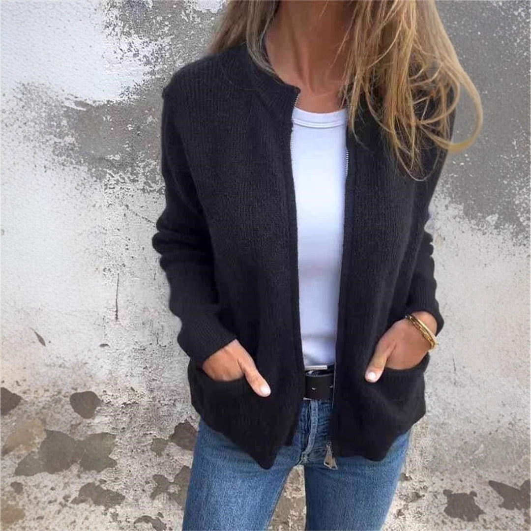 Damen lässige Strickjacke mit praktischen Taschen und femininer Passform Drune