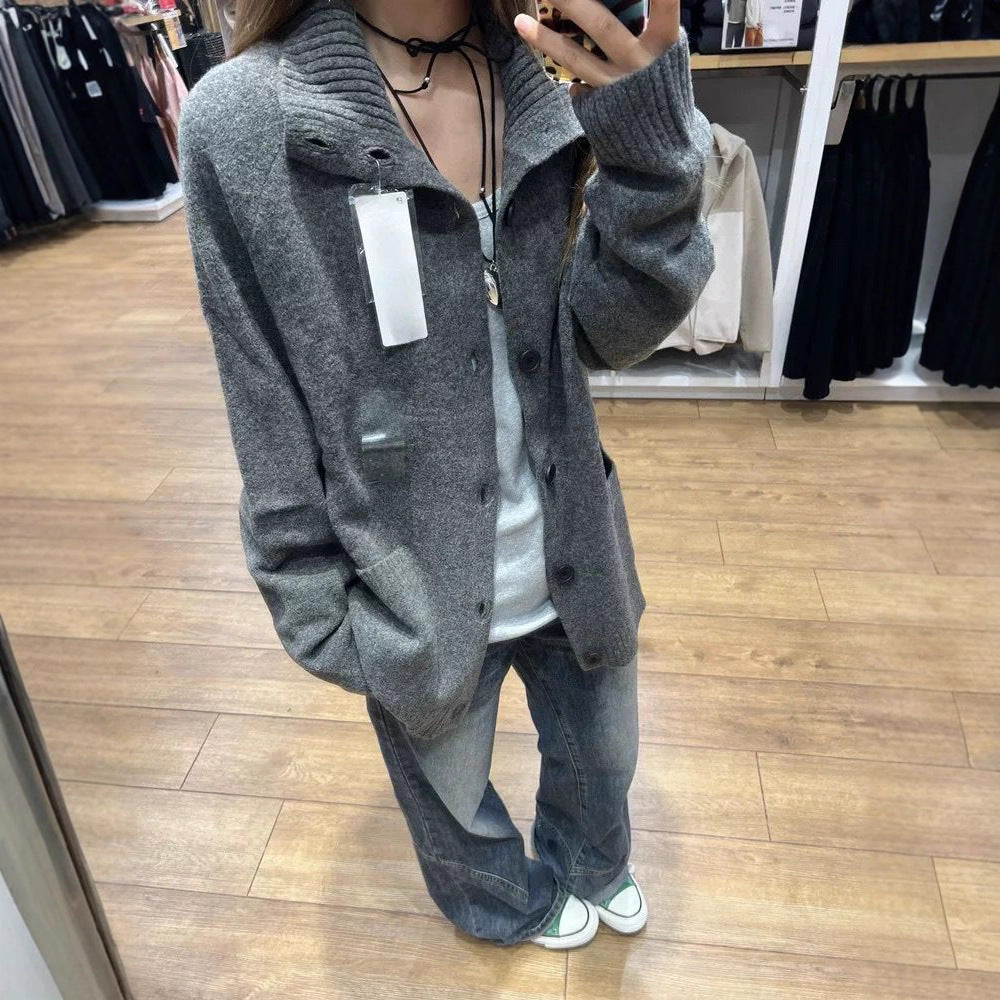Damen Übergroße Strickjacke mit hohen Taschen Drune
