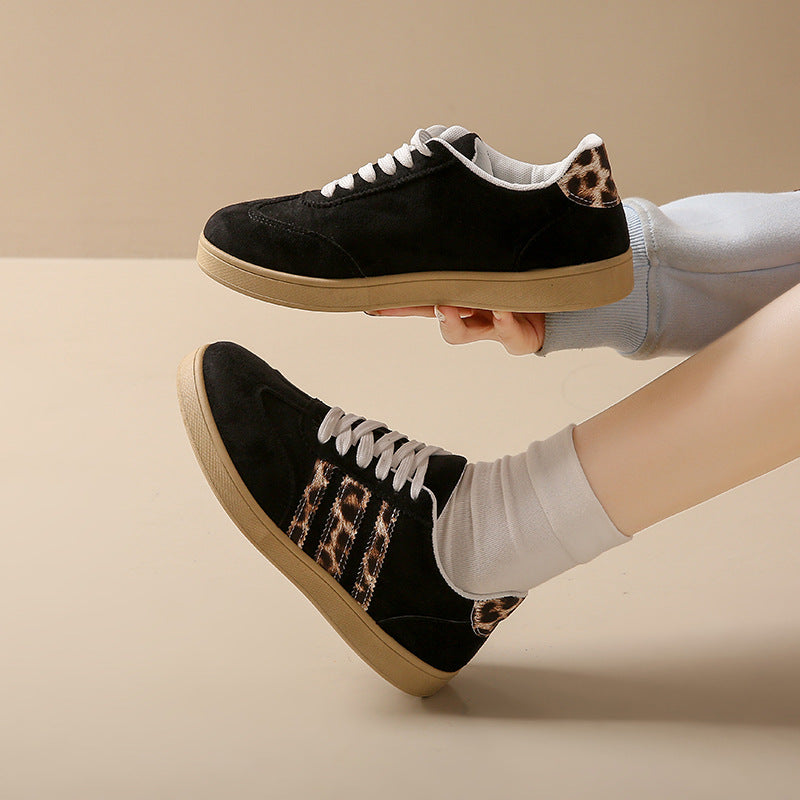 Damen Sneakers aus Wildleder mit modischem Leopardenmuster Drune