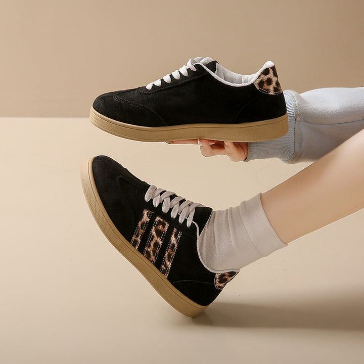 Damen Sneakers aus Wildleder mit modischem Leopardenmuster Drune