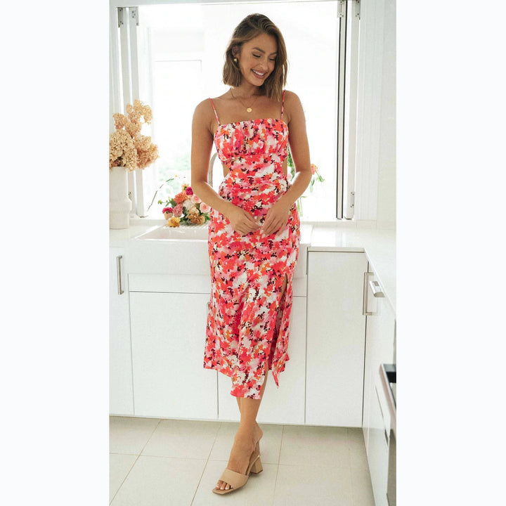 Damen Midi-Kleid mit elegantem Schlitz und figurbetontem Schnitt Drune
