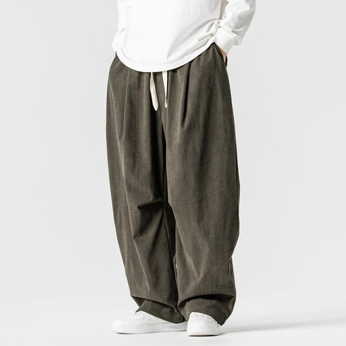 Herren nan weite Cordhose mit Tunnelzug, Bundfalten und relaxed Fit Drune