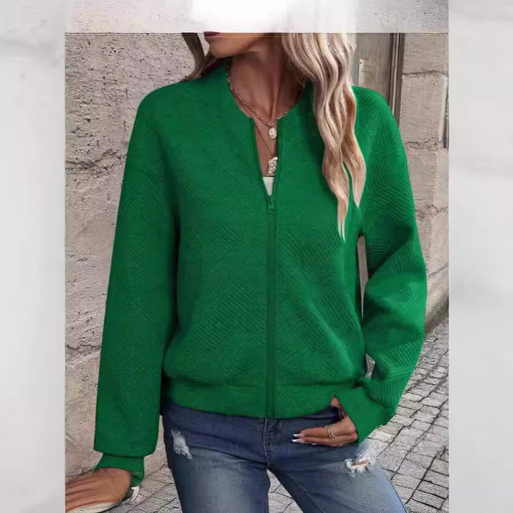 Damen lässige Zip-Jacke mit strukturiertem Design Drune