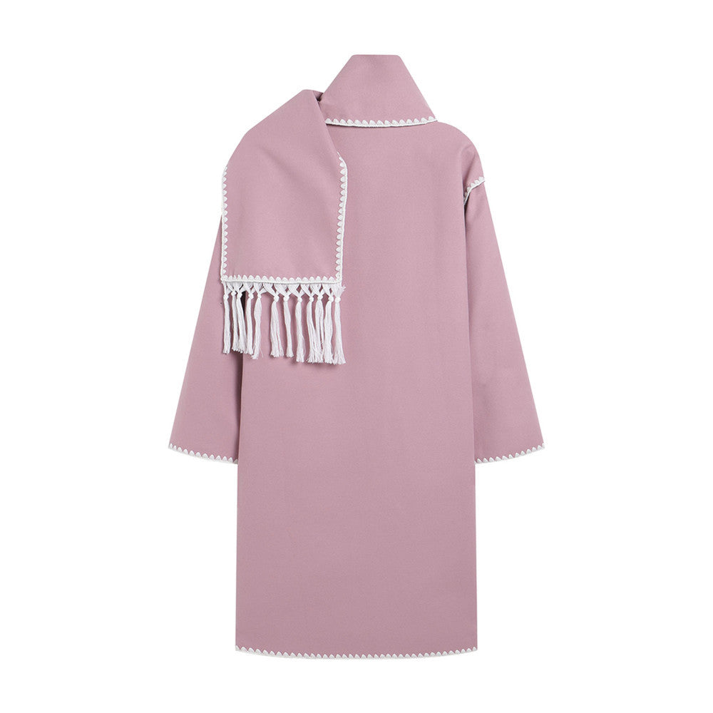 Damen eleganter Übergangsmantel mit Fransenverzierungen Drune