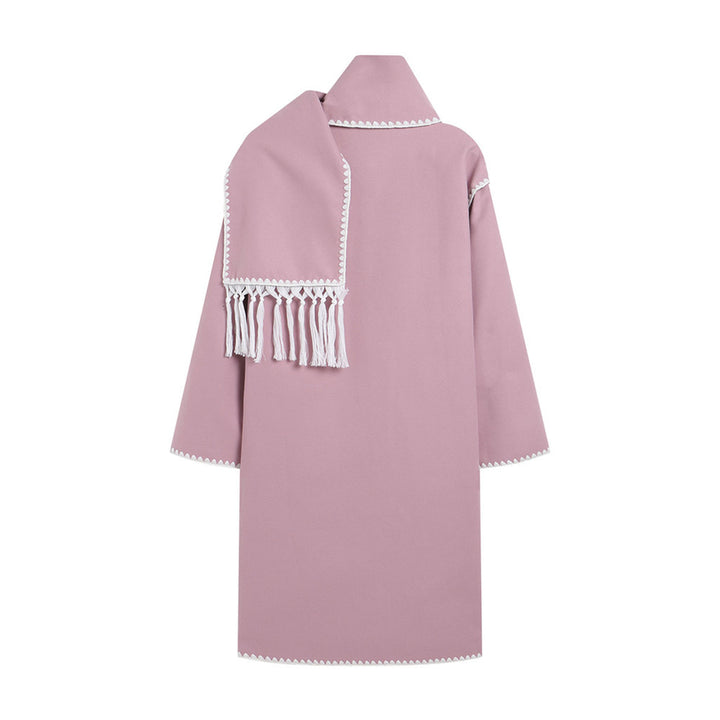 Damen eleganter Übergangsmantel mit Fransenverzierungen Drune