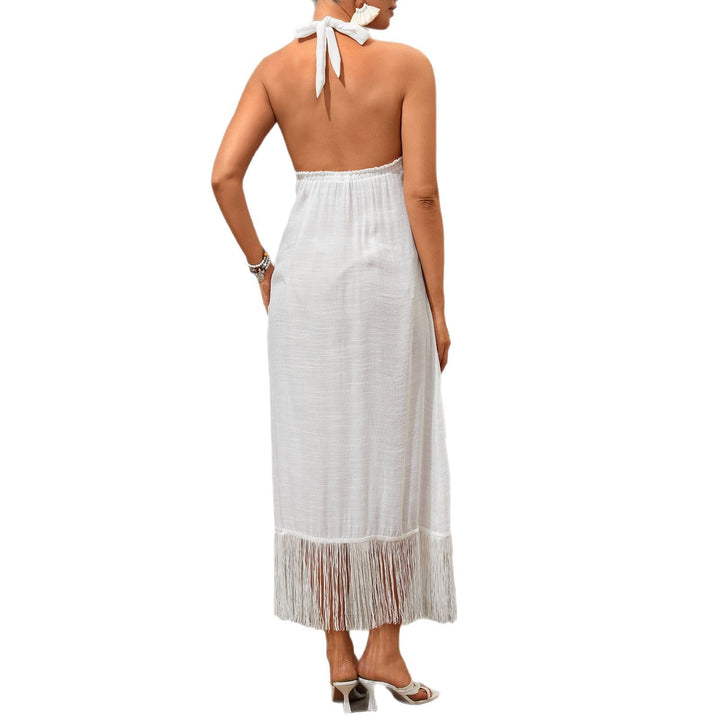 Damen Freizeitliches Maxikleid mit Fransen Drune