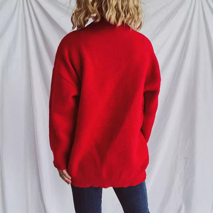 Damen Pullover mit herzförmigem Design und dekorativer Schleife Drune
