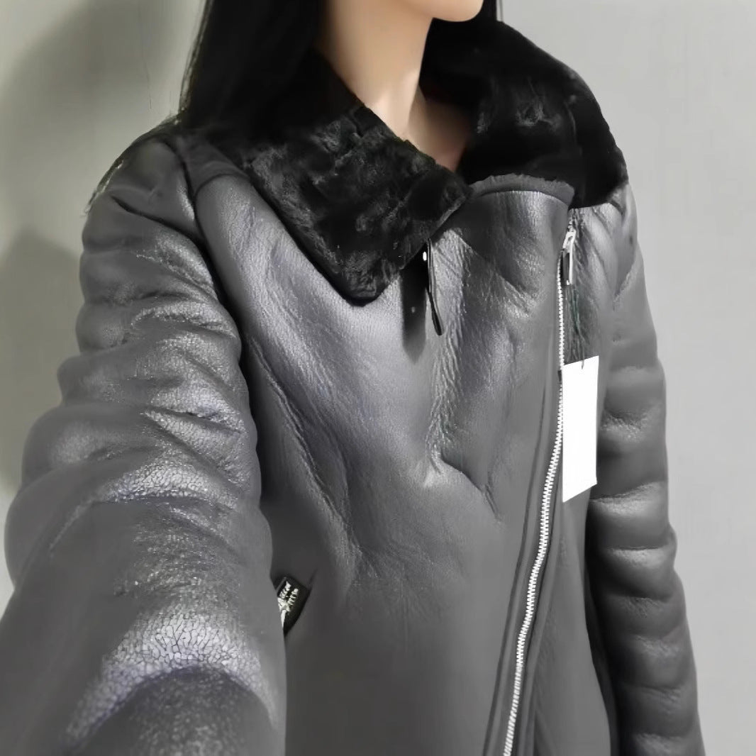 Damen trendige und funktionale Oversize-Jacke mit abnehmbarer Kapuze Drune