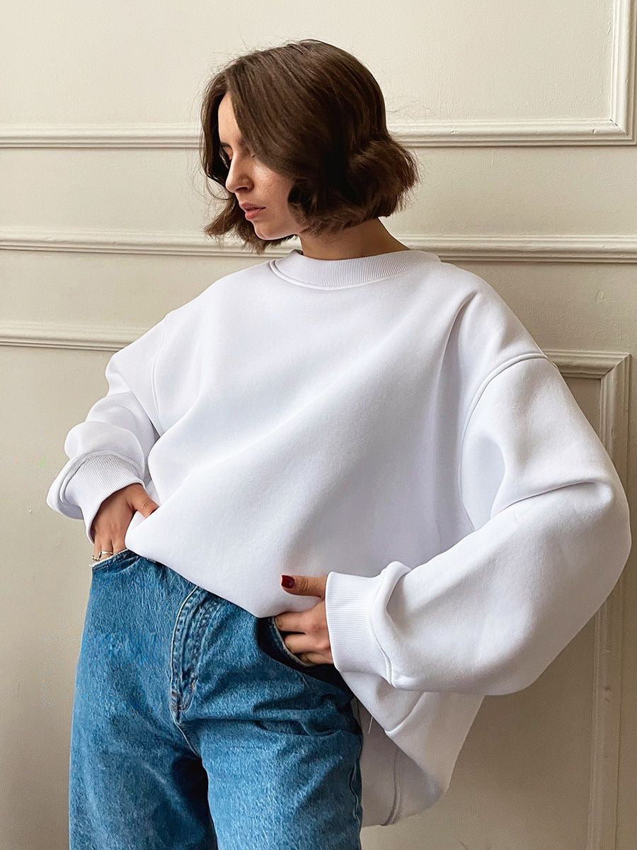 Damen Oversized Sweatshirt im lässigen Stil mit übergroßen Ärmeln und elastischen Bündchen Drune