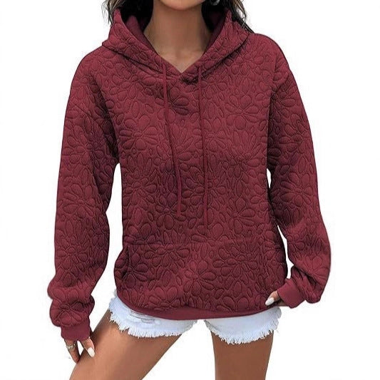 Damen modischer Sweatshirt mit strukturiertem Blumenmuster Drune