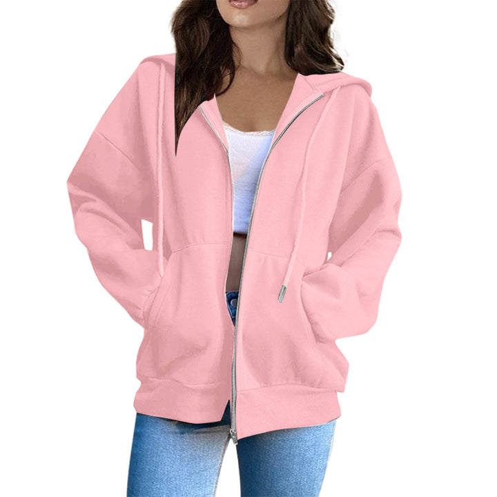Damen Oversized Kapuzenjacke mit durchgehendem Reißverschluss und praktischen Taschen Drune