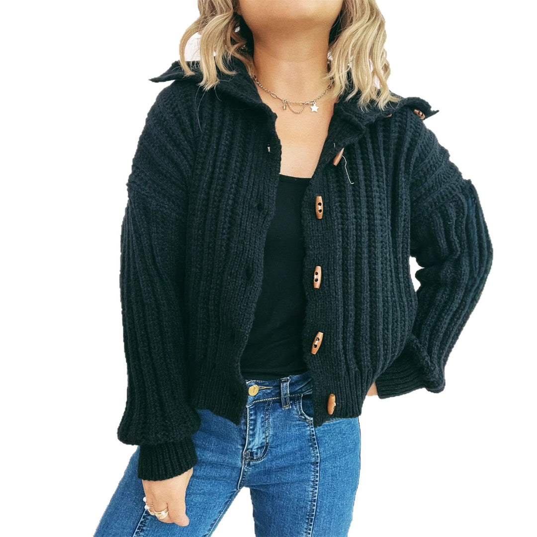 Damen Strickjacke mit dekorativen Knöpfen und strukturiertem Rippenmuster Drune
