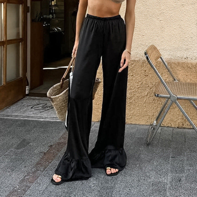 Damen Weite Palazzohosen mit voluminösen Säumen Drune
