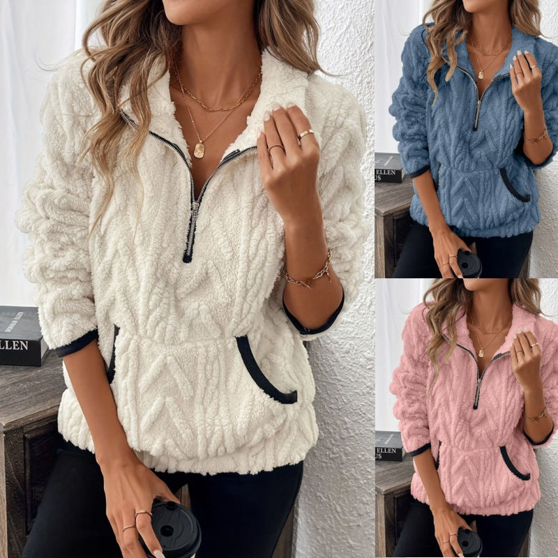 Damen Bequemer Hoodie mit hochschließendem Reißverschluss und praktischen Taschen Drune