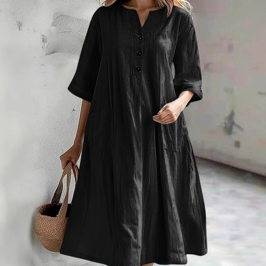 Damen lässiges Strandkleid mit praktischen Taschen Drune