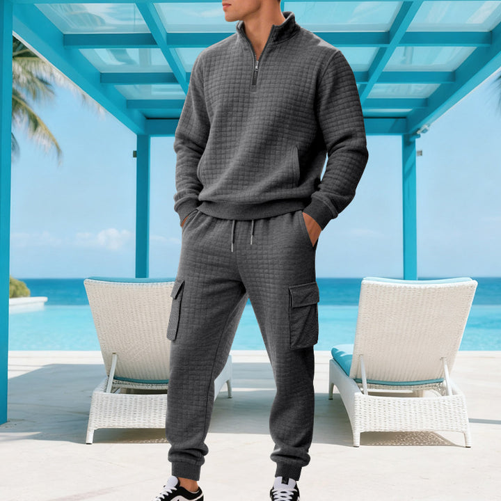 Herren Funkelndes Freizeit-Ensemble mit hohem Kragen und praktischen Taschen Drune