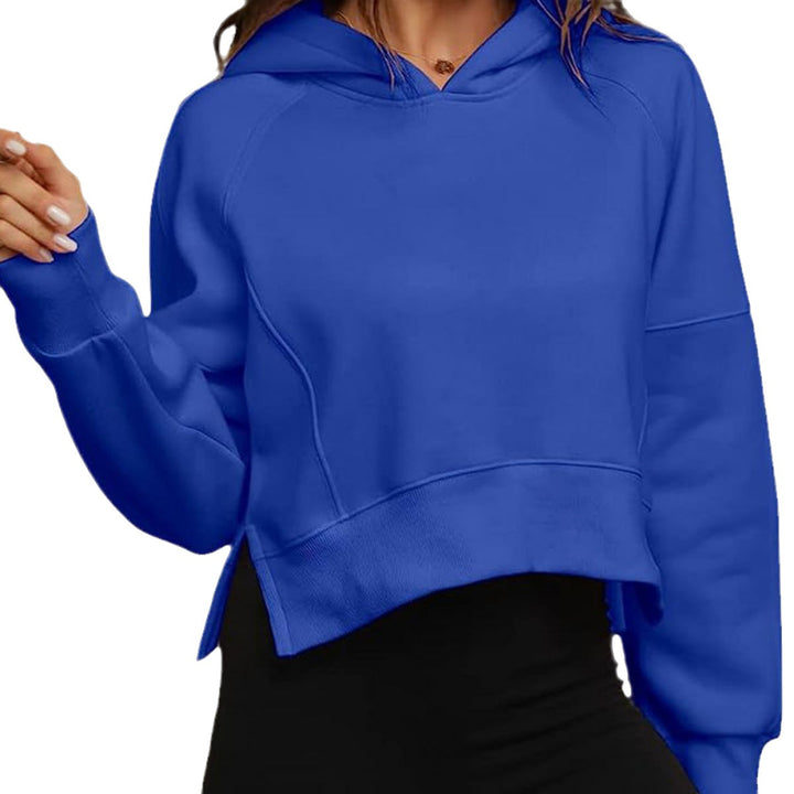Damen lässiges Hoodie-Pullover mit seitlichen Schlitzen Drune