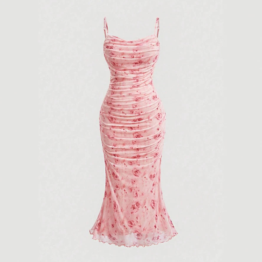 Damen Wickelkleid mit Rüschendetails und floraler Struktur Drune