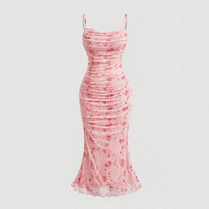 Damen Wickelkleid mit Rüschendetails und floraler Struktur Drune