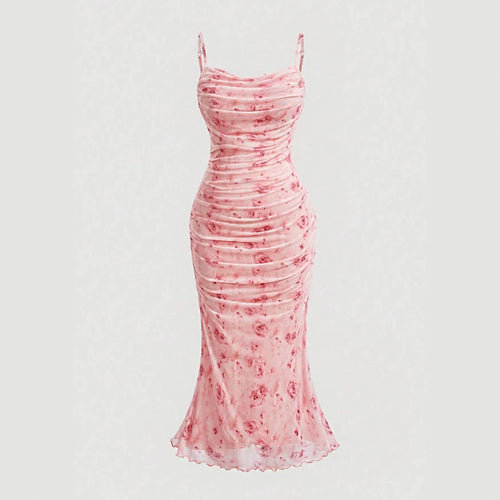 Damen Wickelkleid mit Rüschendetails und floraler Struktur Drune
