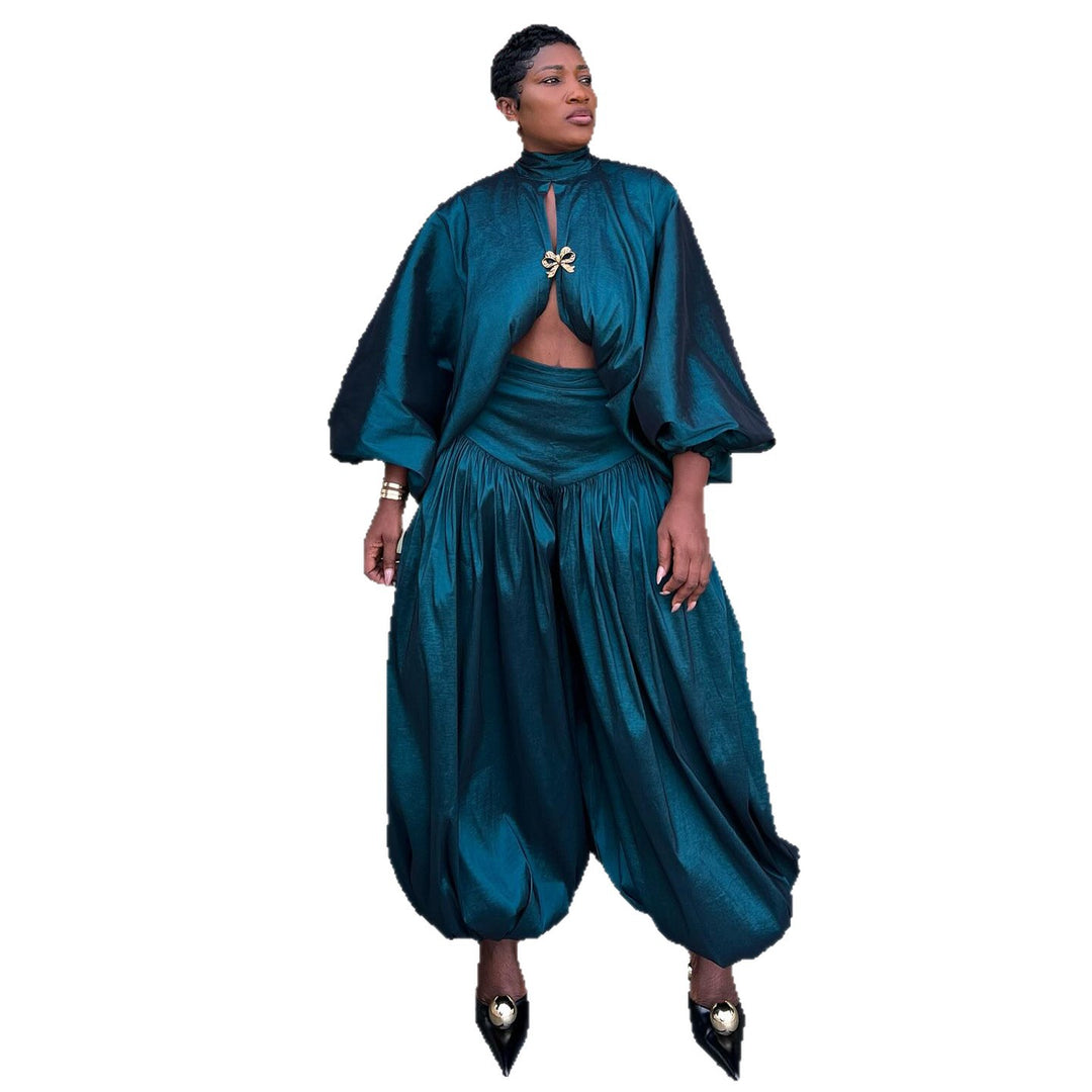 Damen Elegantes Ensemble mit Volant und weit geschnittenem Oberteil Drune