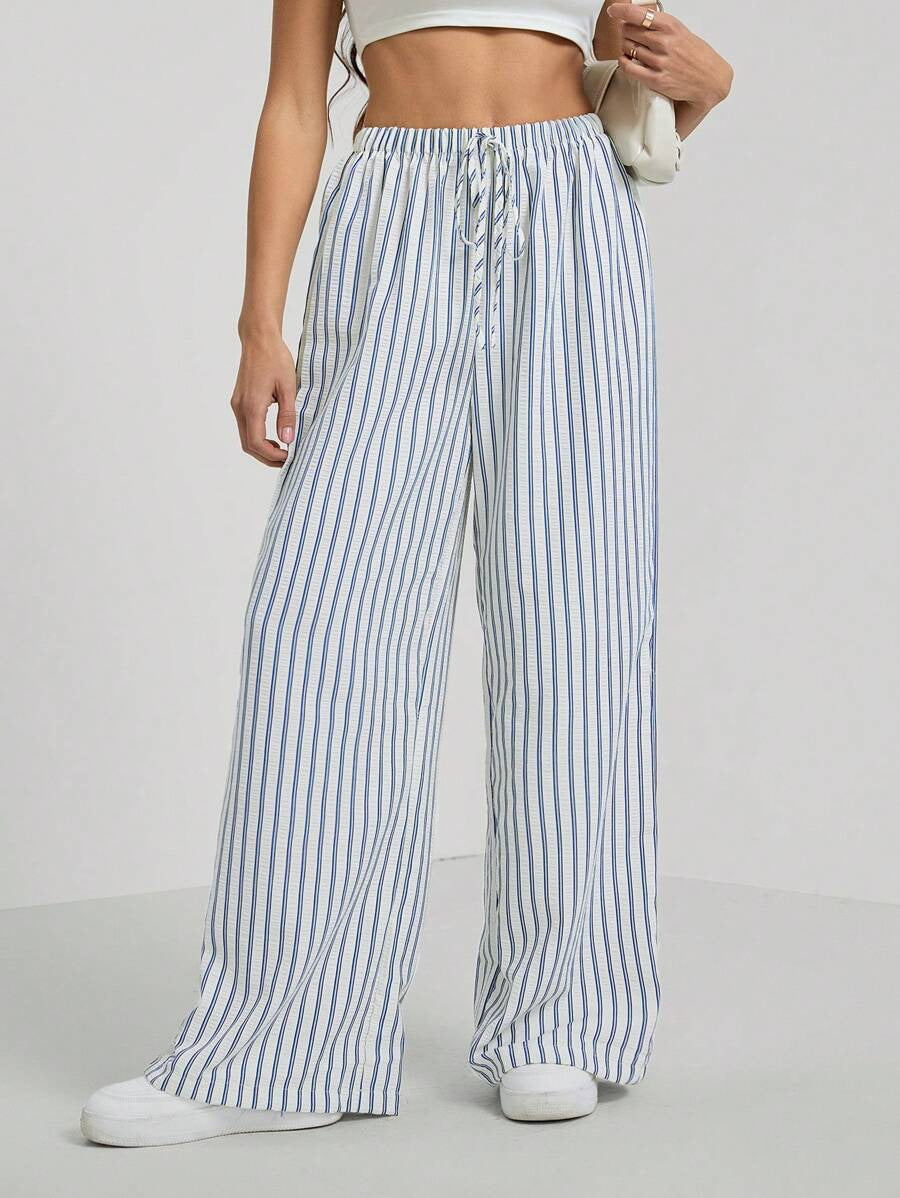 Damen lässige Hochbundhose im gestreiften Design Drune