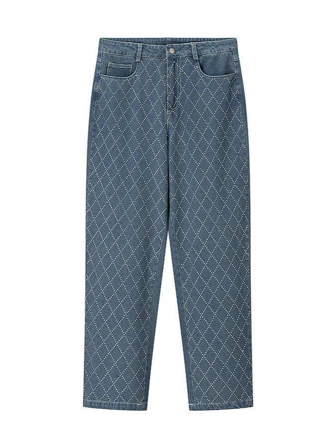 Damen High-Waist Jeans im modernen Karomuster Drune