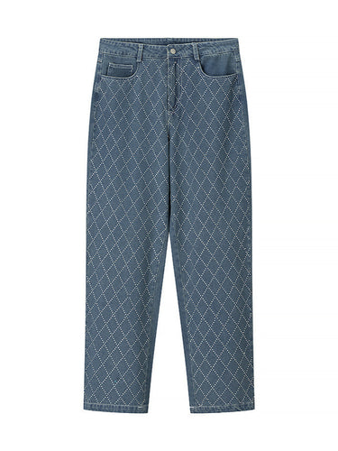 Damen High-Waist Jeans im modernen Karomuster Drune