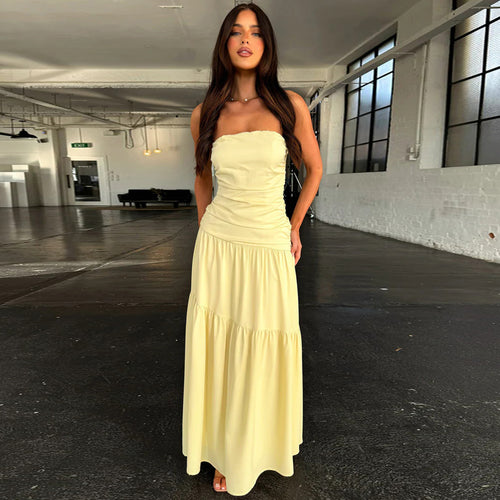 Damen romantisches Wickelkleid mit voluminösem Rock und gerafftem Oberteil Drune
