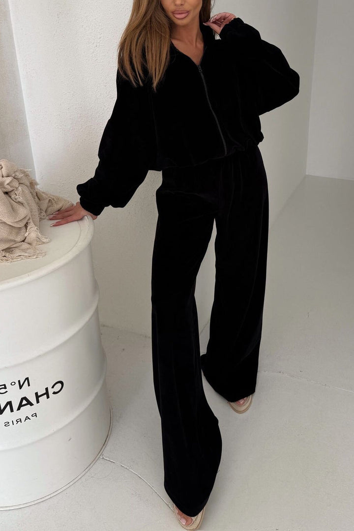 Drune | Kapuzen Strickjacke und Elastische Weit Geschnittene Hose
