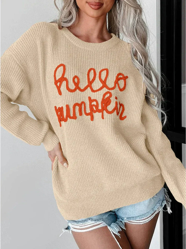 Drune | Sweatshirt - Relaxed Fit - Gestrickte Wollmischung - Ribbelstruktur - Buchstaben Detail