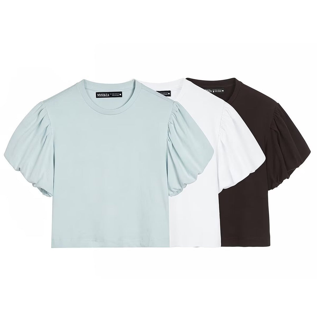 Damen T-Shirt mit voluminösen Ärmeln und modernem Schnitt Drune