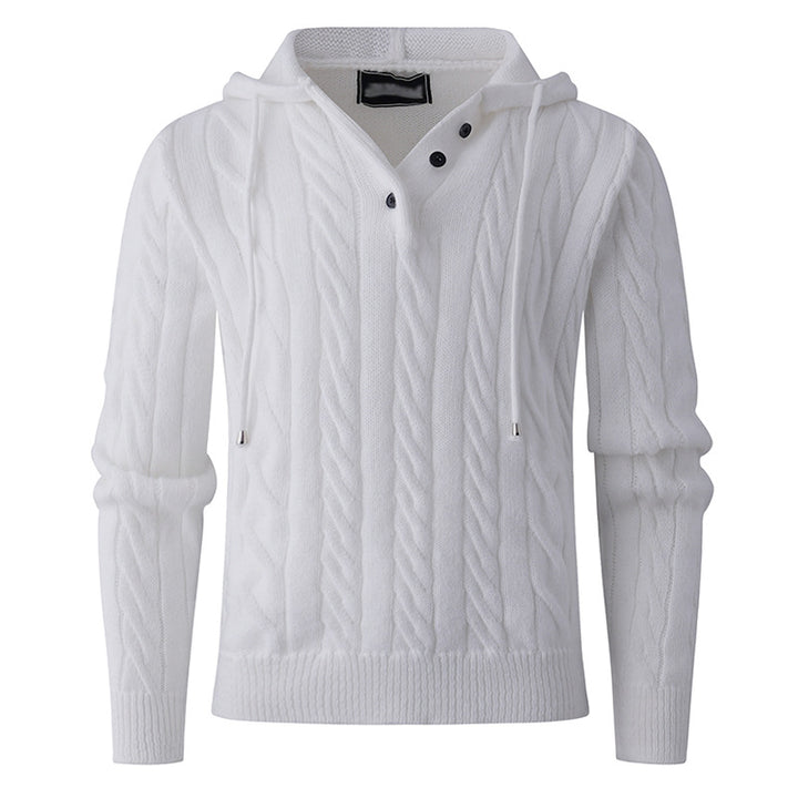 Herren Strickpullover mit Kapuze und Zopfmuster Drune