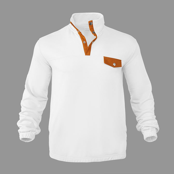Herren Modischer Pullover mit halbem Reißverschluss und praktischer Brusttasche Drune