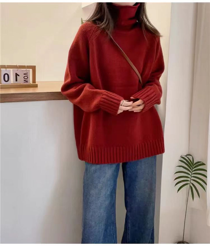 Damen Oversized Rollkragenpullover aus hochwertigem Strick Drune