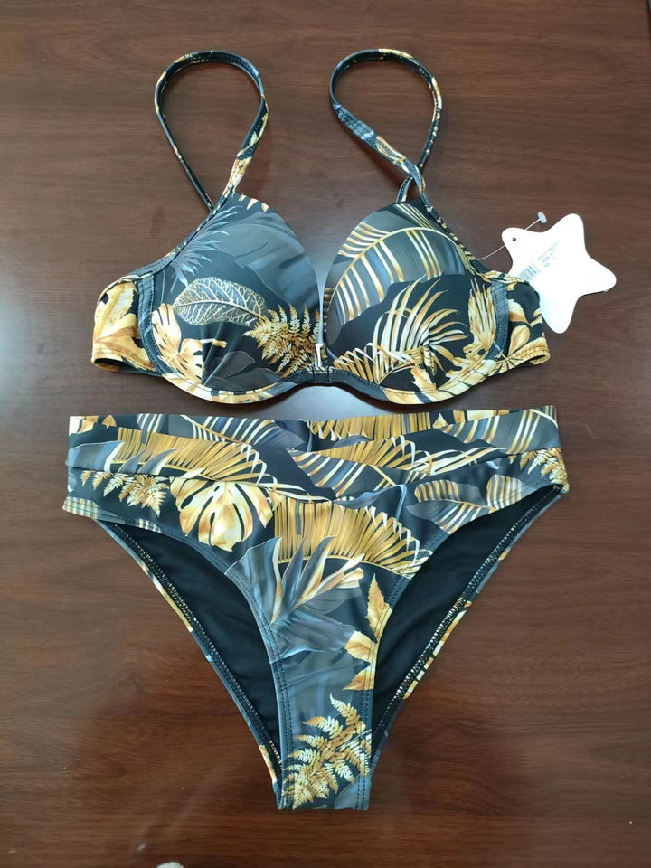 Damen Bikini-Set mit schickem Pflanzenmuster Drune