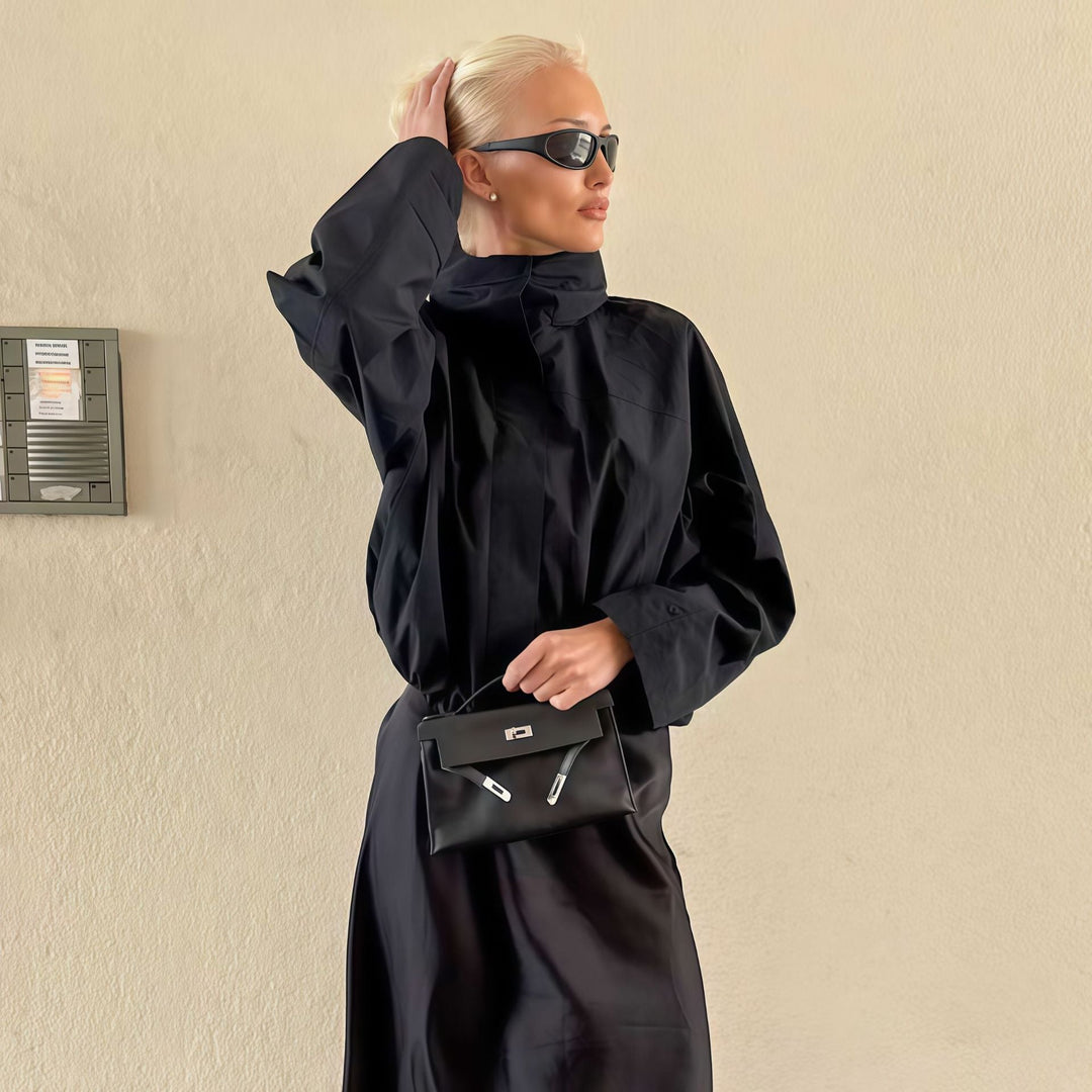 Damen moderne Übergangsjacke mit hohem Kragen Drune