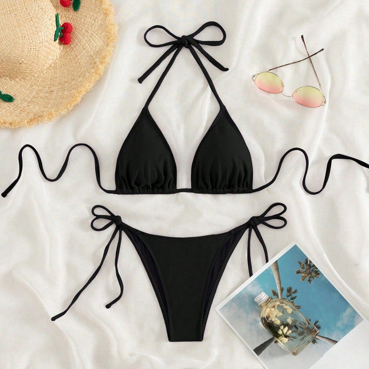 Damen Triangel-Bikini mit verstellbaren Bindebändern und hoher Beinausschnitt Drune