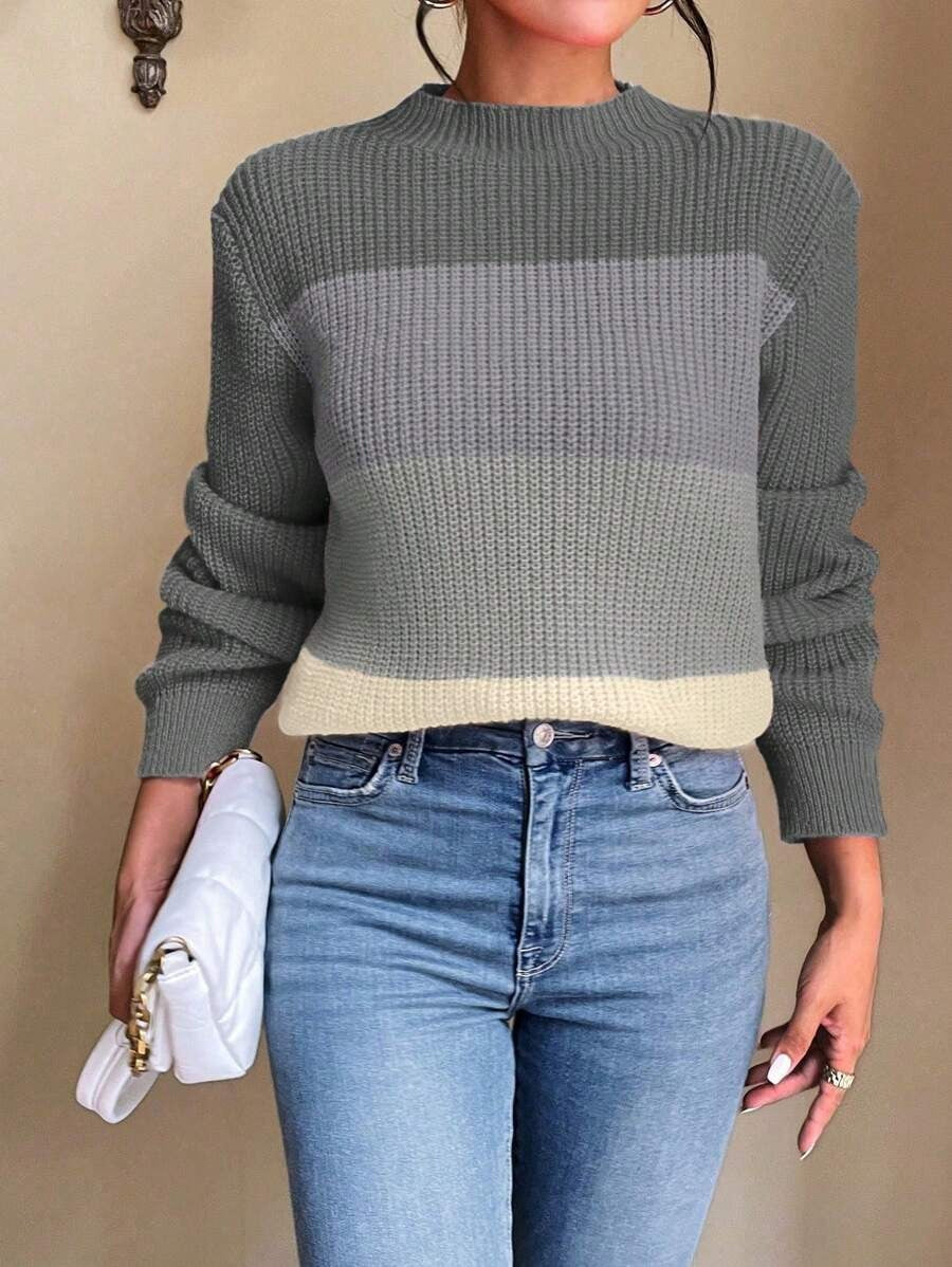 Damen Grob gestrickter modischer Pullover mit trendigem Farbverlauf Drune