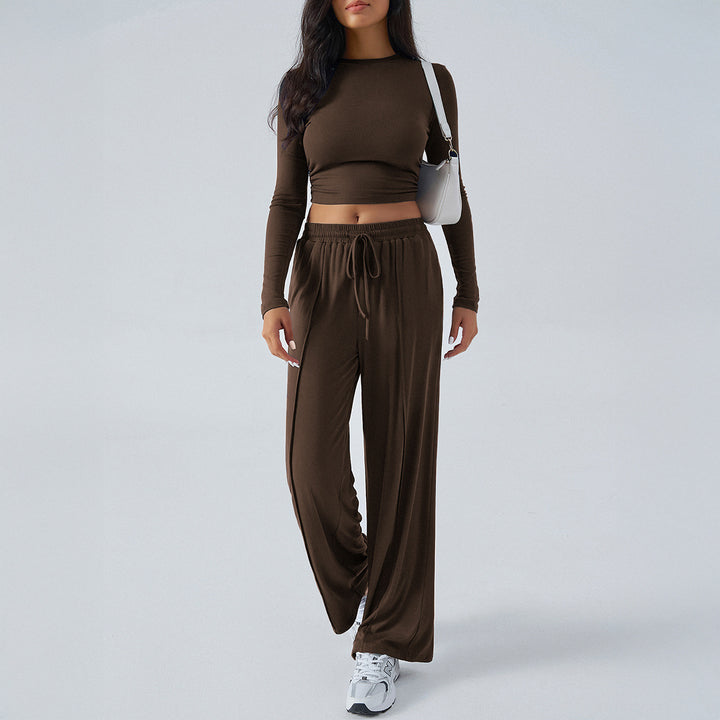 Damen nan weite Loungehose mit elastischem Kordelbund und fließender Jersey‑Qualität Drune