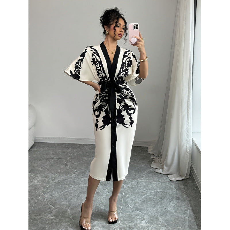Damen Kimono-Style Kaftan-Kleid Drune