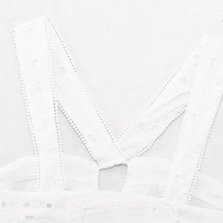 Damen Brokat-Crop-Top mit elegantem Ausschnitt und verzierten Trägern Drune