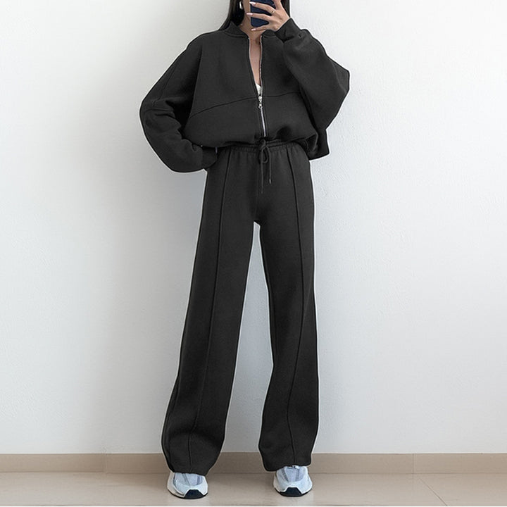 Damen lässiger Zweiteiler mit oversized Hoodie und eleganter Hose Drune