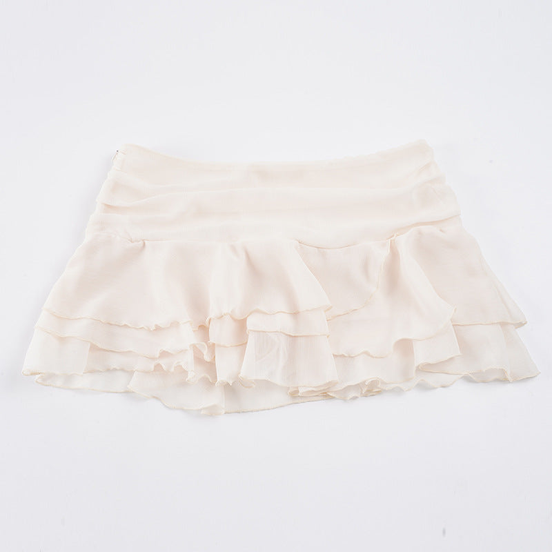 Damen Fließender Rüschenrock aus Chiffon Drune